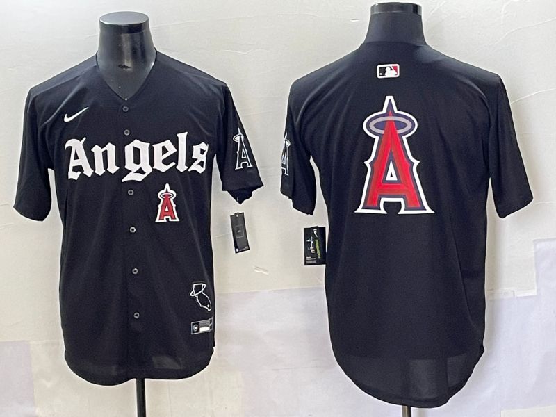 Men 2025 Los Angeles Angels Blank Black Five generations Joint Name Nike MLB Jersey style 23->los angeles angels->MLB Jersey